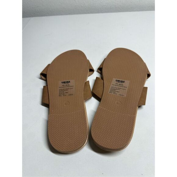 NWOT Luk Ees Women's Sandals Criss Cross Slides Faux Leather Tan Size M (7-8) - Picture 5 of 7